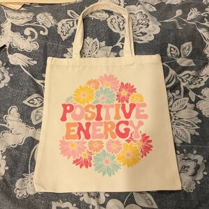 Chic Floral Tote Bag - White with Multicolor Design